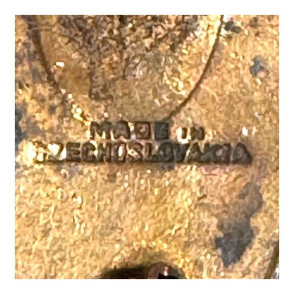 Vintage Czechoslovakia Pink Enamel Floral Brooch Cobalt Blue Flowers Accents - Picture 3 of 5